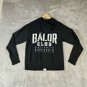 WWE Sweatshirt Mens Medium‎ Black Full Zip Y2K Balor Club Hoodie Activewear